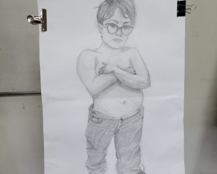 דיוקן עצמי- נלדתי אישה (חצי עליון) ומרגישה גבר (חלק תחתון)