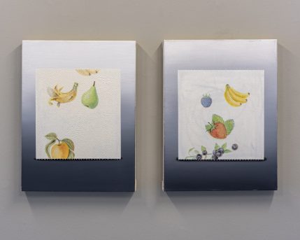 דיפטיך- נייר סופג (תפוח, אגס ובננה + תות, פטל, בננה ואוכמניות), 2021, 40x30 סמ