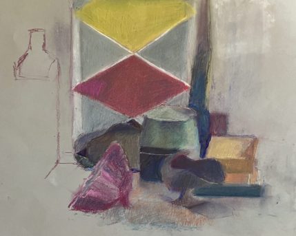 רעיה מנובלא-RAYA MANOBLA -פסטל על נייר- טבע דומם